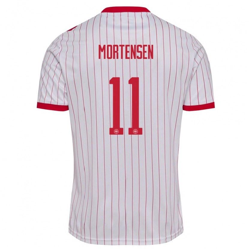 Danxen Kid Denmark Johan Mortensen #11 White Red Away Jersey 26-28 T-Shirt