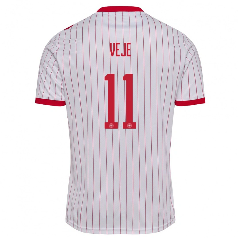 Danxen Kid Denmark Katrine Veje #11 White Red Away Jersey 26-28 T-Shirt