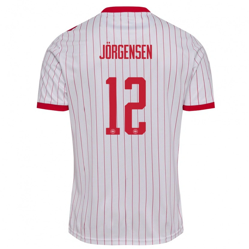 Danxen Kid Denmark Thomas Jørgensen #12 White Red Away Jersey 26-28 T-Shirt