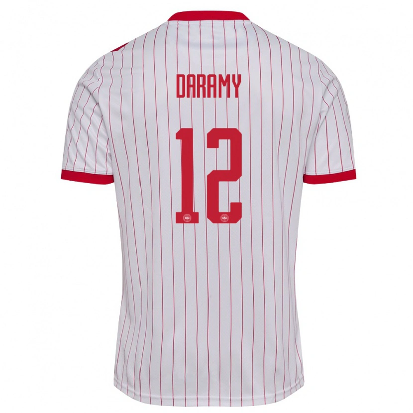 Danxen Kid Denmark Abdul Daramy #12 White Red Away Jersey 26-28 T-Shirt