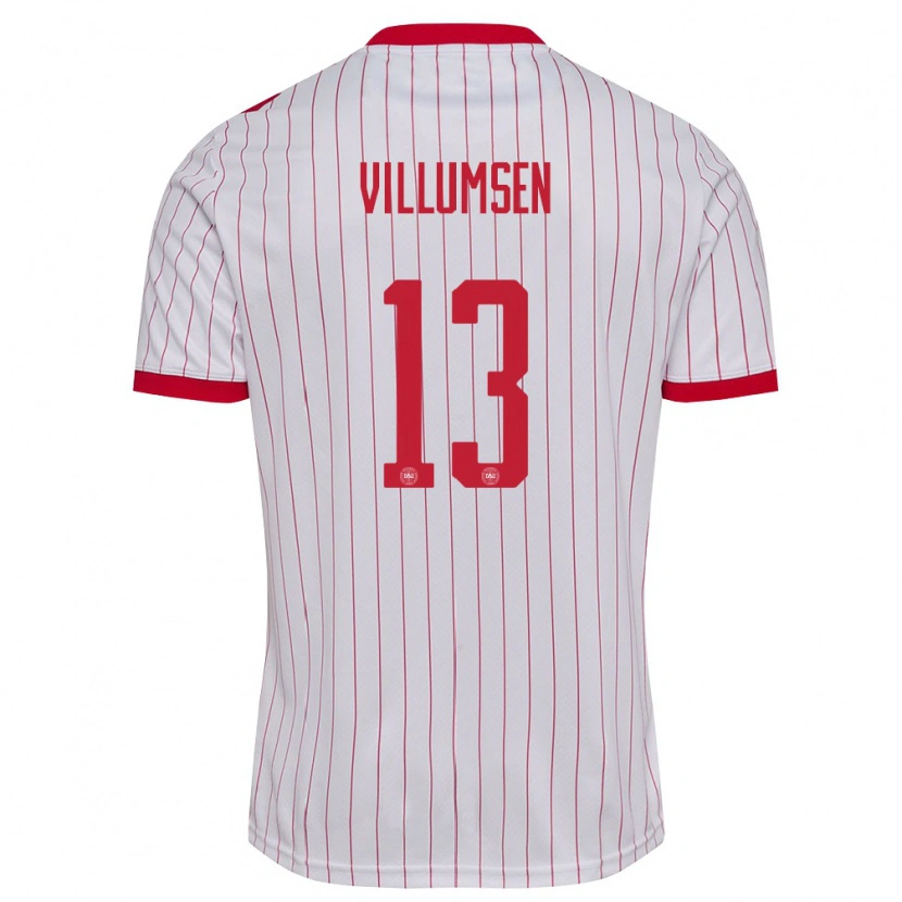 Danxen Kid Denmark Elias Villumsen #13 White Red Away Jersey 26-28 T-Shirt