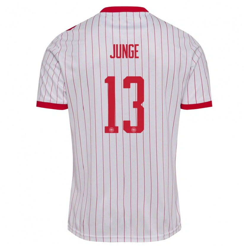 Danxen Kid Denmark Sofie Junge #13 White Red Away Jersey 26-28 T-Shirt