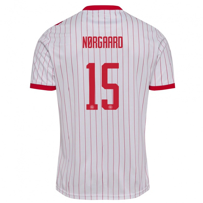 Danxen Kid Denmark Christian Nørgaard #15 White Red Away Jersey 26-28 T-Shirt