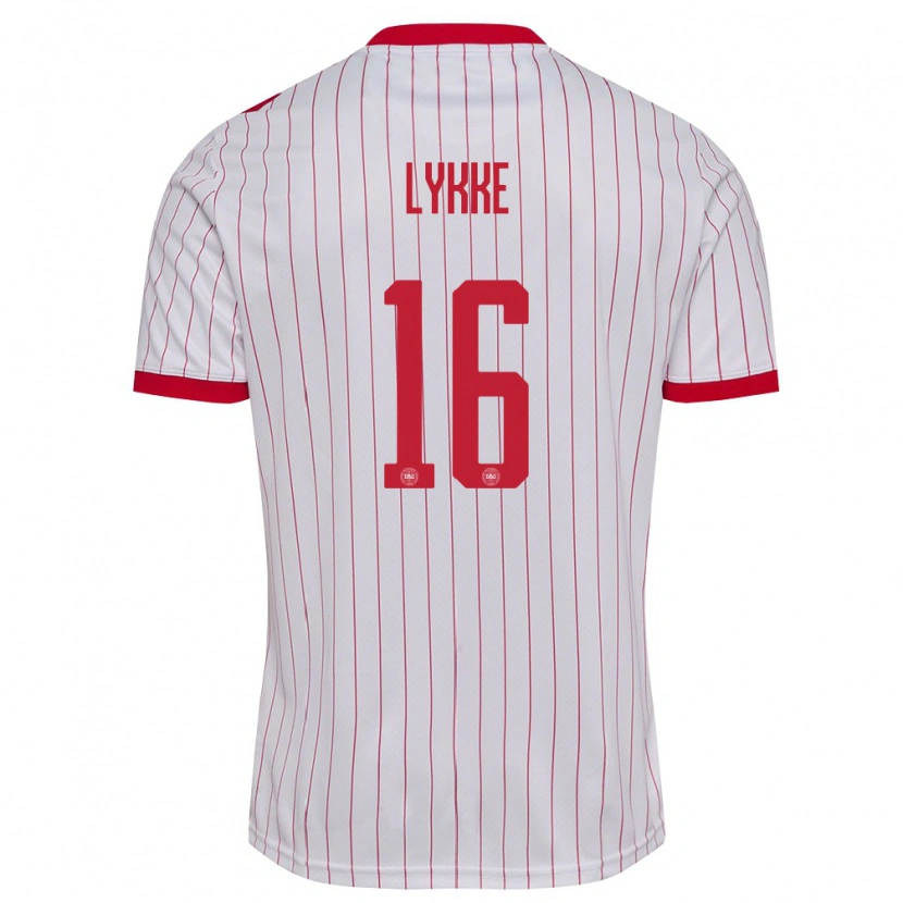 Danxen Kid Denmark William Lykke #16 White Red Away Jersey 26-28 T-Shirt