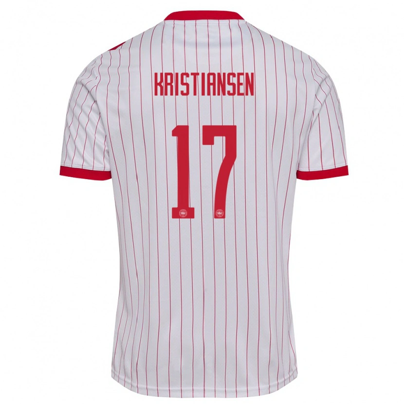 Danxen Kid Denmark Victor Kristiansen #17 White Red Away Jersey 26-28 T-Shirt
