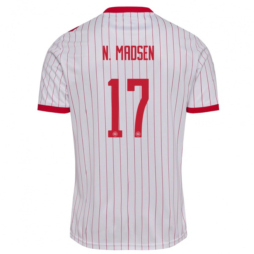 Danxen Kid Denmark Nicolas Madsen #17 White Red Away Jersey 26-28 T-Shirt