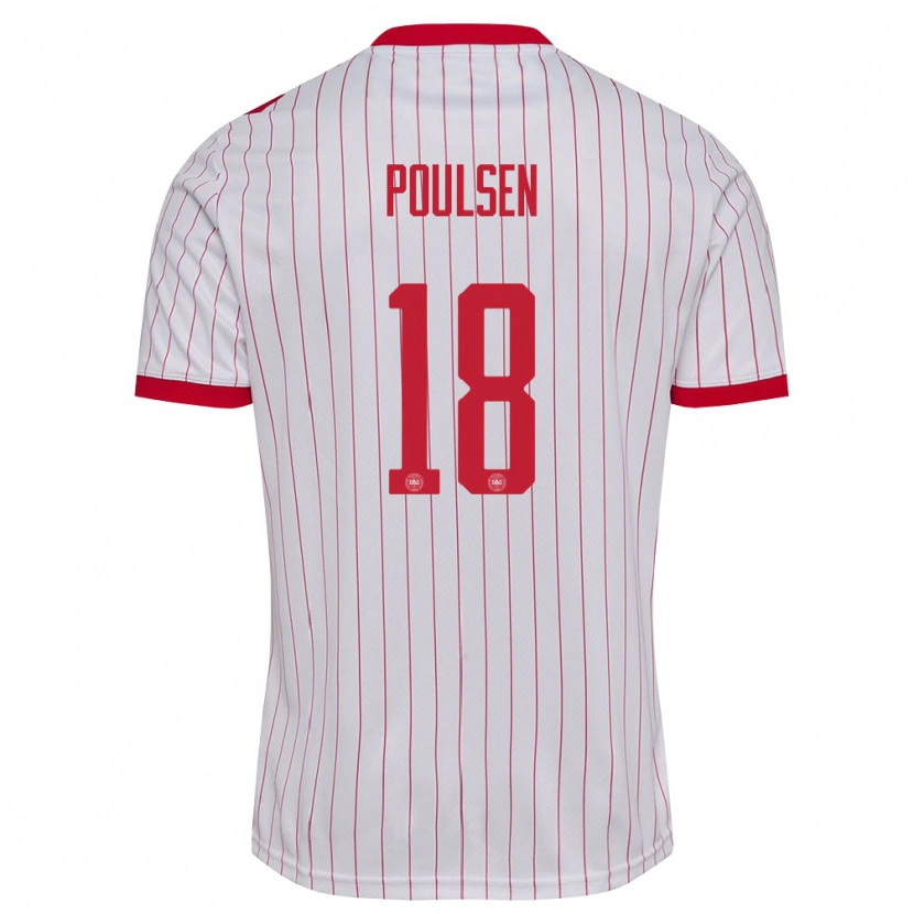 Danxen Kid Denmark Viggo Poulsen #18 White Red Away Jersey 26-28 T-Shirt