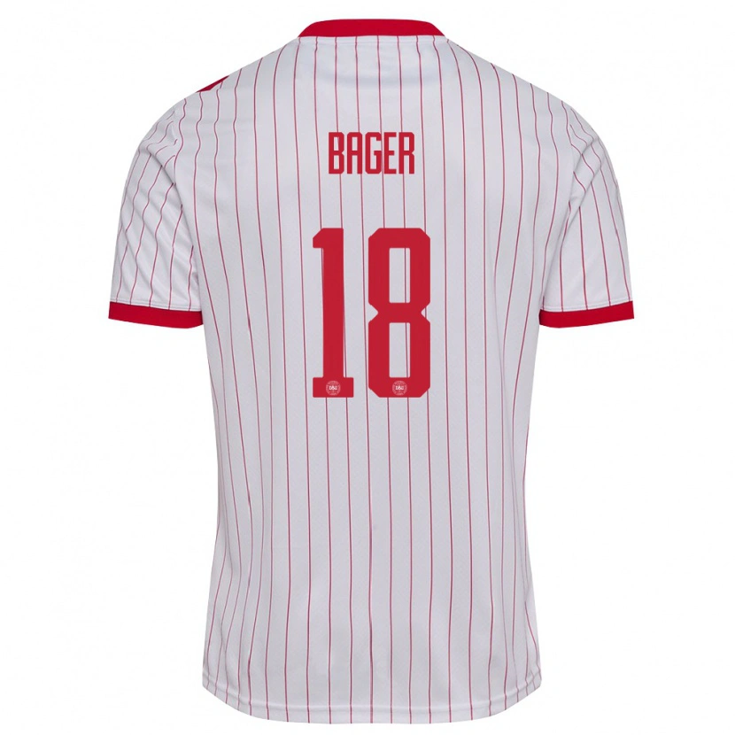 Danxen Kid Denmark Silas Bager #18 White Red Away Jersey 26-28 T-Shirt