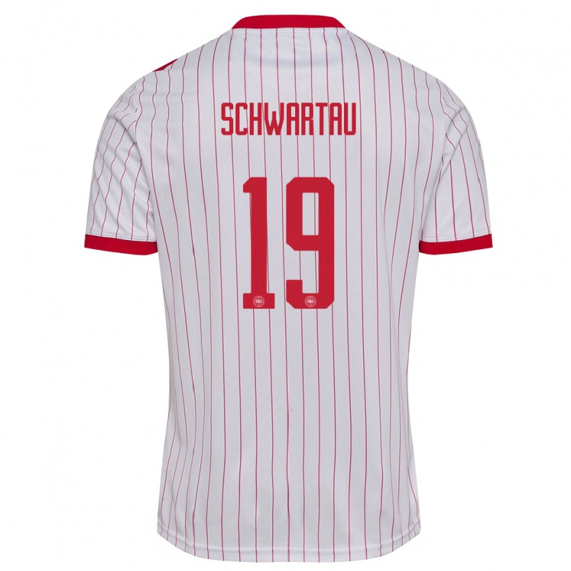 Danxen Kid Denmark Oscar Schwartau #19 White Red Away Jersey 26-28 T-Shirt