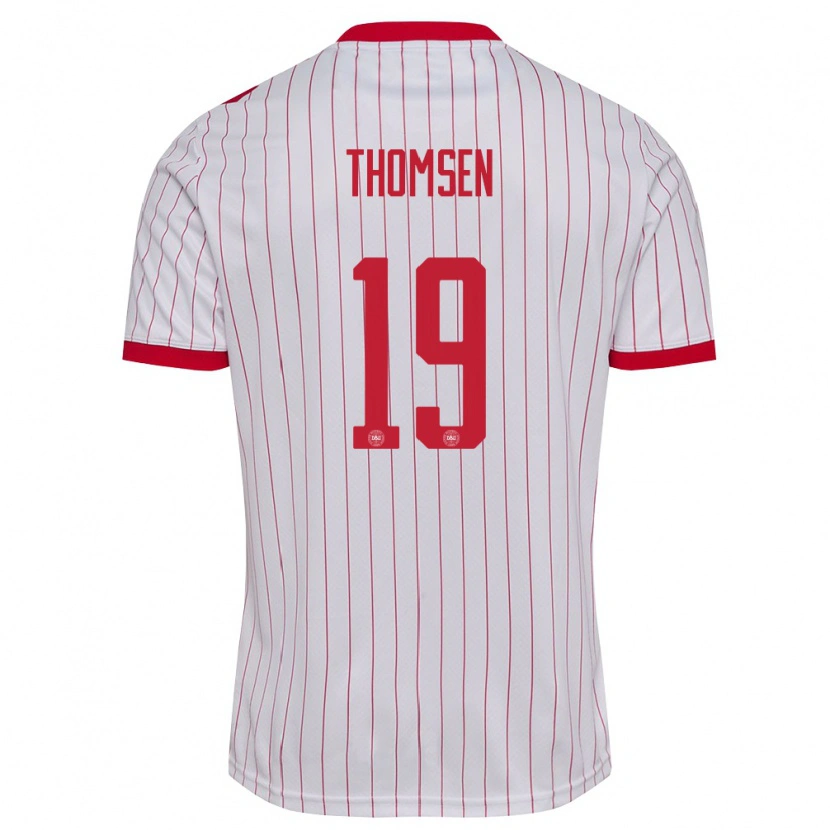 Danxen Kid Denmark Janni Thomsen #19 White Red Away Jersey 26-28 T-Shirt