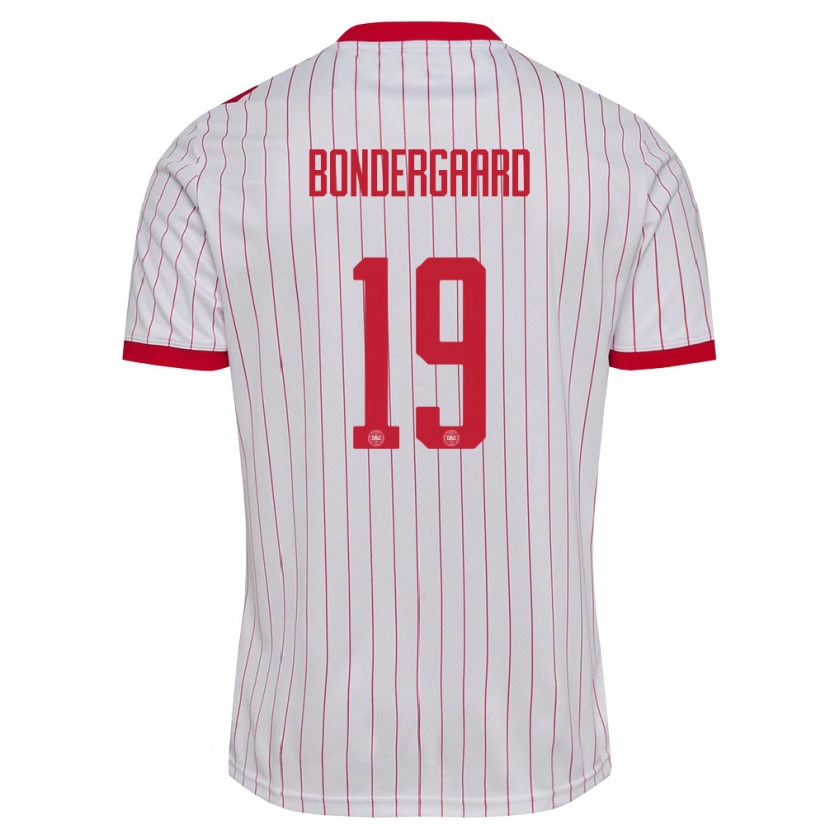 Danxen Kid Denmark Asbjorn Bondergaard #19 White Red Away Jersey 26-28 T-Shirt