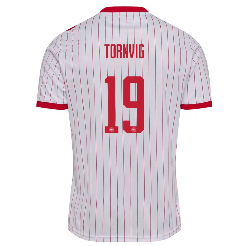 Danxen Kid Denmark Nicolaj Tornvig #19 White Red Away Jersey 26-28 T-Shirt