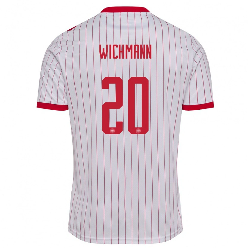 Danxen Kid Denmark Julius Wichmann #20 White Red Away Jersey 26-28 T-Shirt
