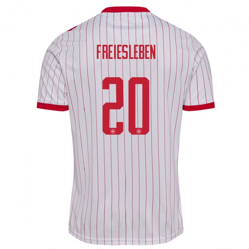 Danxen Kid Denmark Tristan Freiesleben #20 White Red Away Jersey 26-28 T-Shirt
