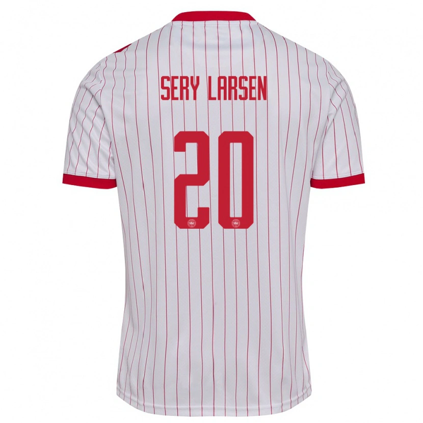 Danxen Kid Denmark Japhet Sery Larsen #20 White Red Away Jersey 26-28 T-Shirt