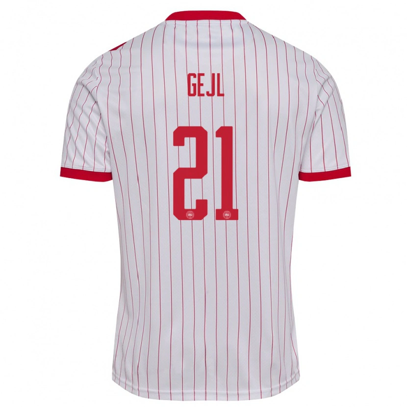 Danxen Kid Denmark Mille Gejl #21 White Red Away Jersey 26-28 T-Shirt