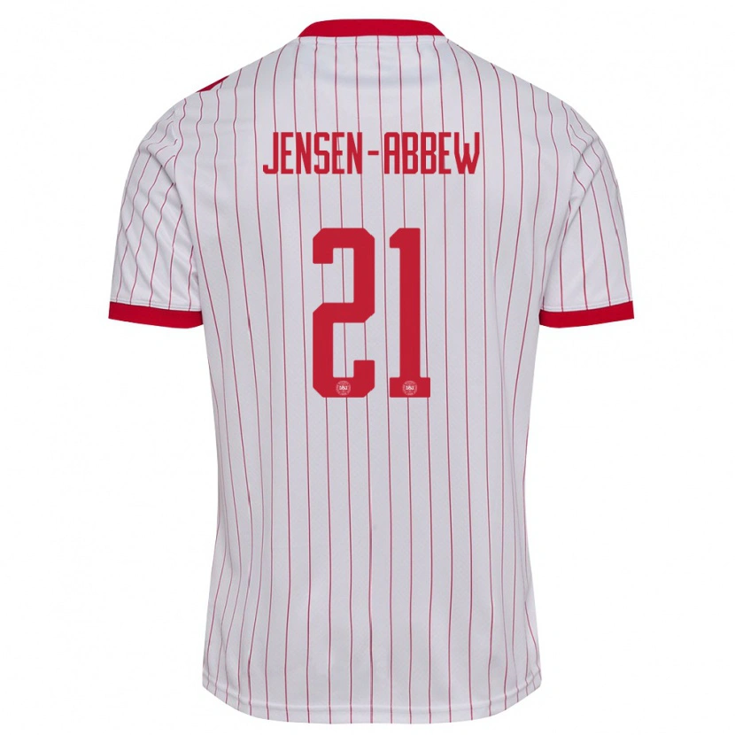 Danxen Kid Denmark Jonas Jensen-Abbew #21 White Red Away Jersey 26-28 T-Shirt