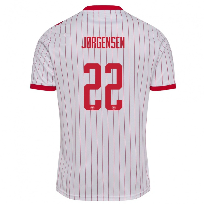 Danxen Kid Denmark Filip Jørgensen #22 White Red Away Jersey 26-28 T-Shirt