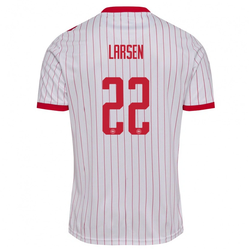 Danxen Kid Denmark Kathrine Larsen #22 White Red Away Jersey 26-28 T-Shirt