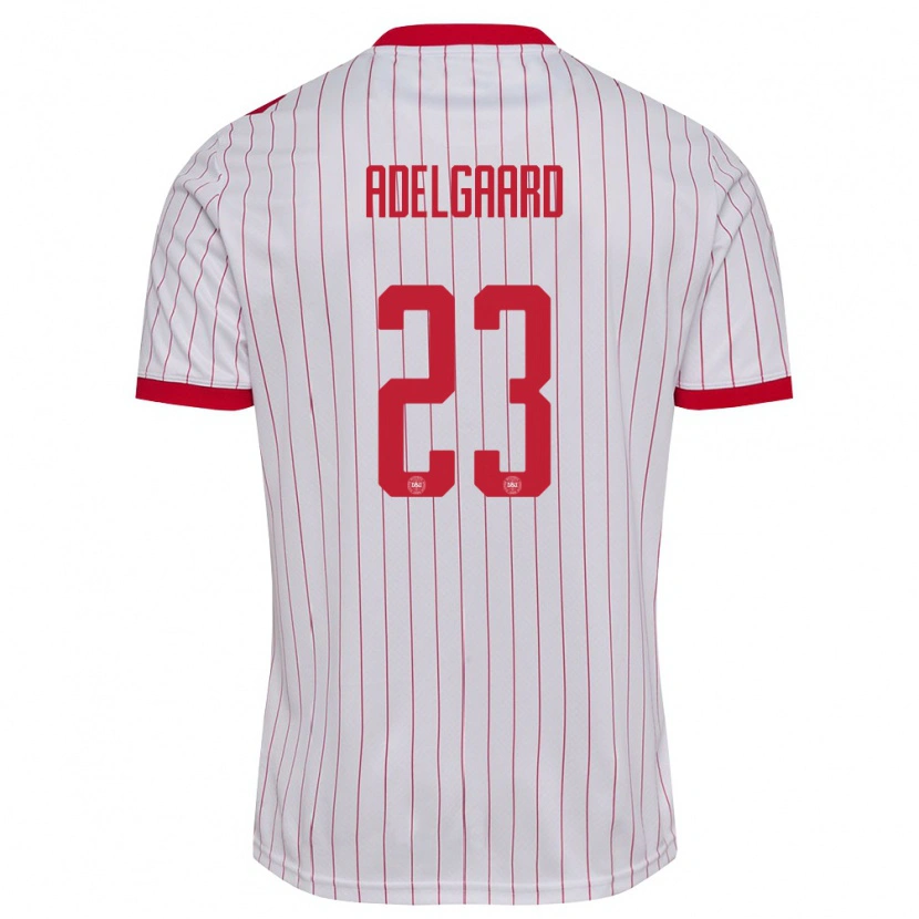Danxen Kid Denmark Aske Adelgaard #23 White Red Away Jersey 26-28 T-Shirt