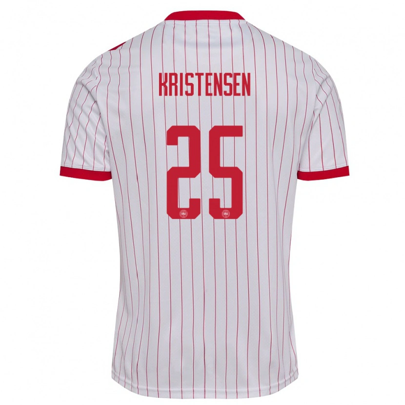 Danxen Kid Denmark Rasmus Kristensen #25 White Red Away Jersey 26-28 T-Shirt