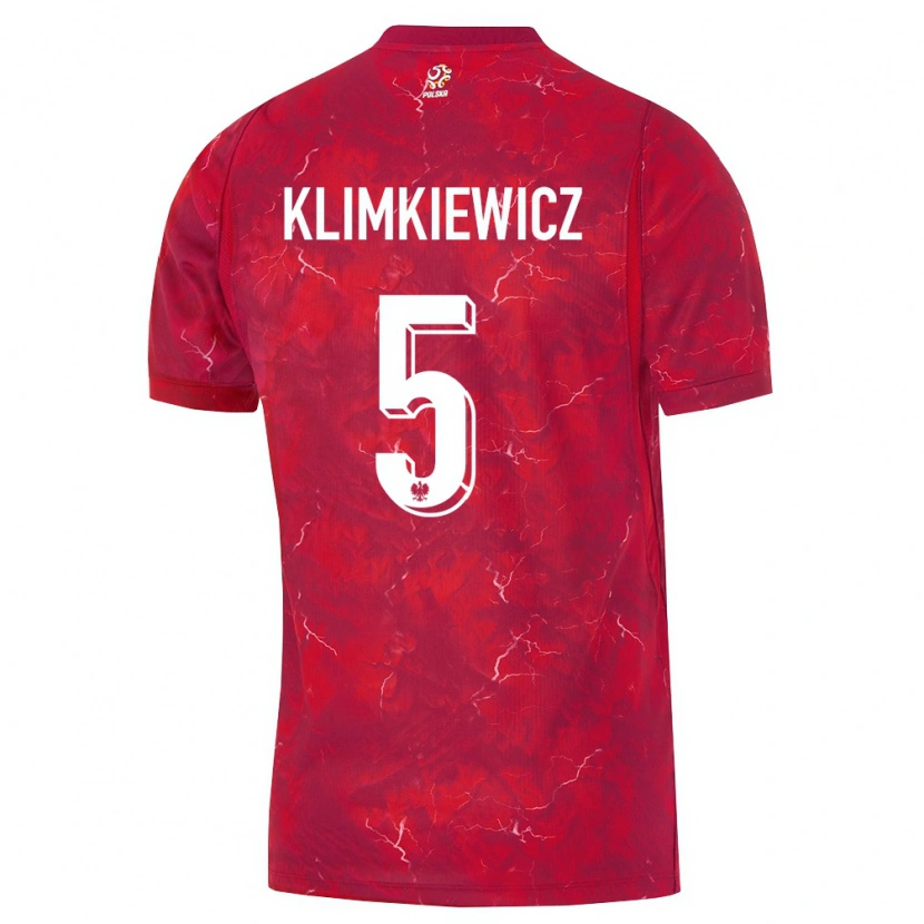Danxen Kid Poland Aleksander Klimkiewicz #5 Red White Away Jersey 26-28 T-Shirt