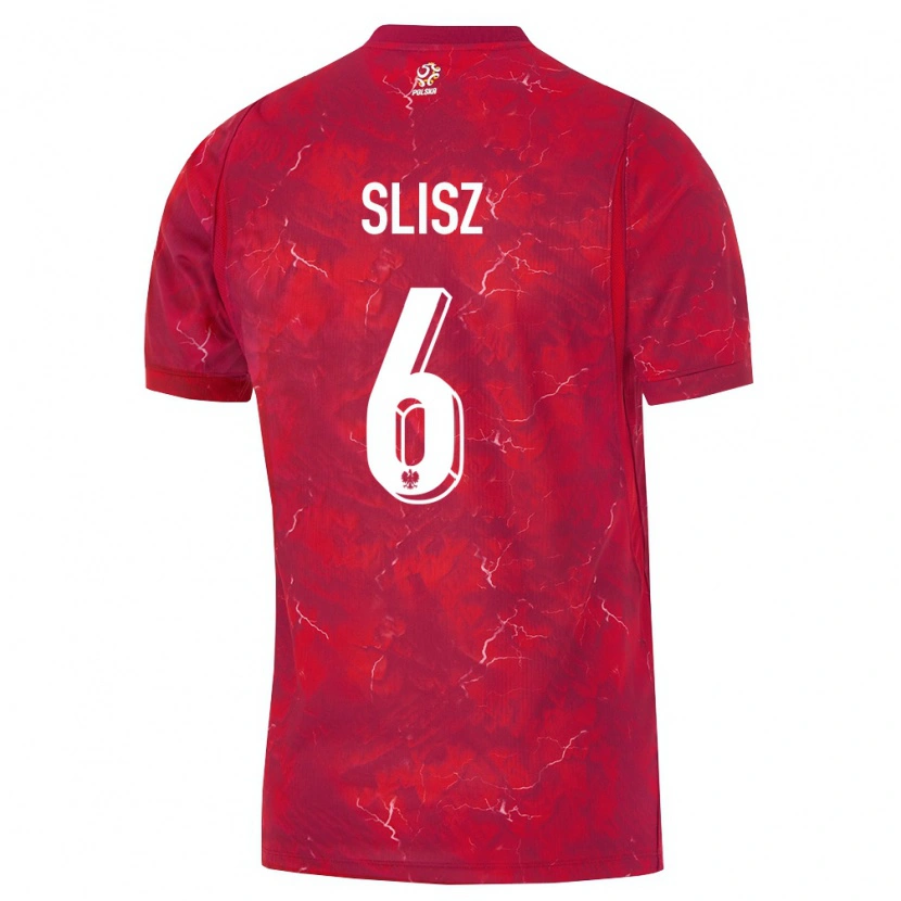 Danxen Kid Poland Bartosz Slisz #6 Red White Away Jersey 26-28 T-Shirt