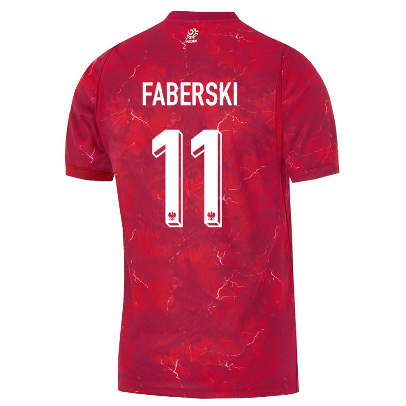 Danxen Kid Poland Jan Faberski #11 Red White Away Jersey 26-28 T-Shirt