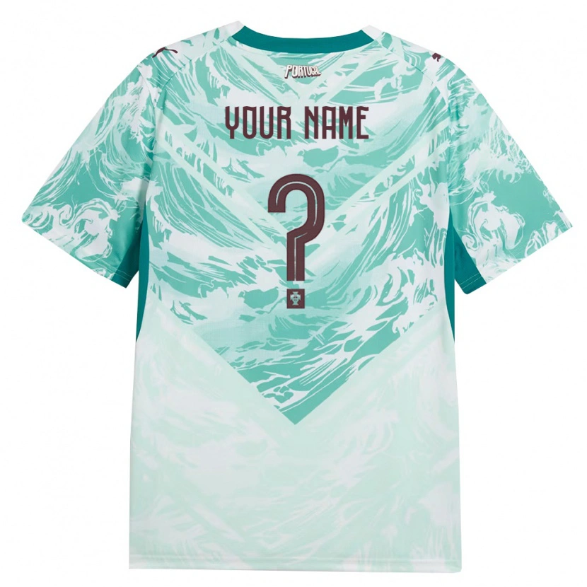 Danxen Kid Portugal Your Name #0 Sky Blue White Green Away Jersey 26-28 T-Shirt