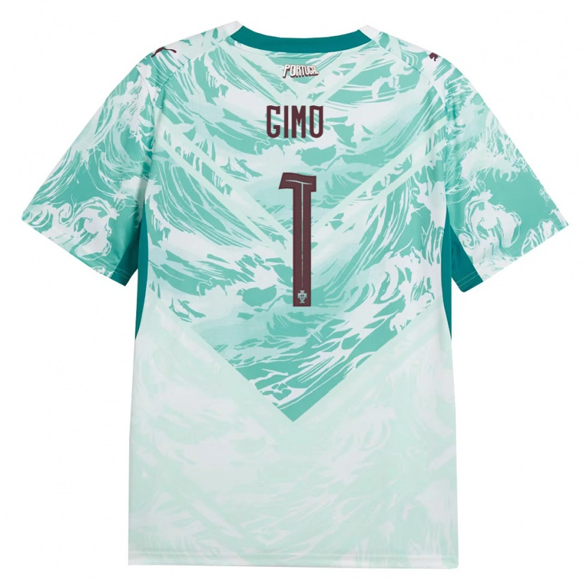 Danxen Kid Portugal Tiago Gimo #1 Sky Blue White Green Away Jersey 26-28 T-Shirt