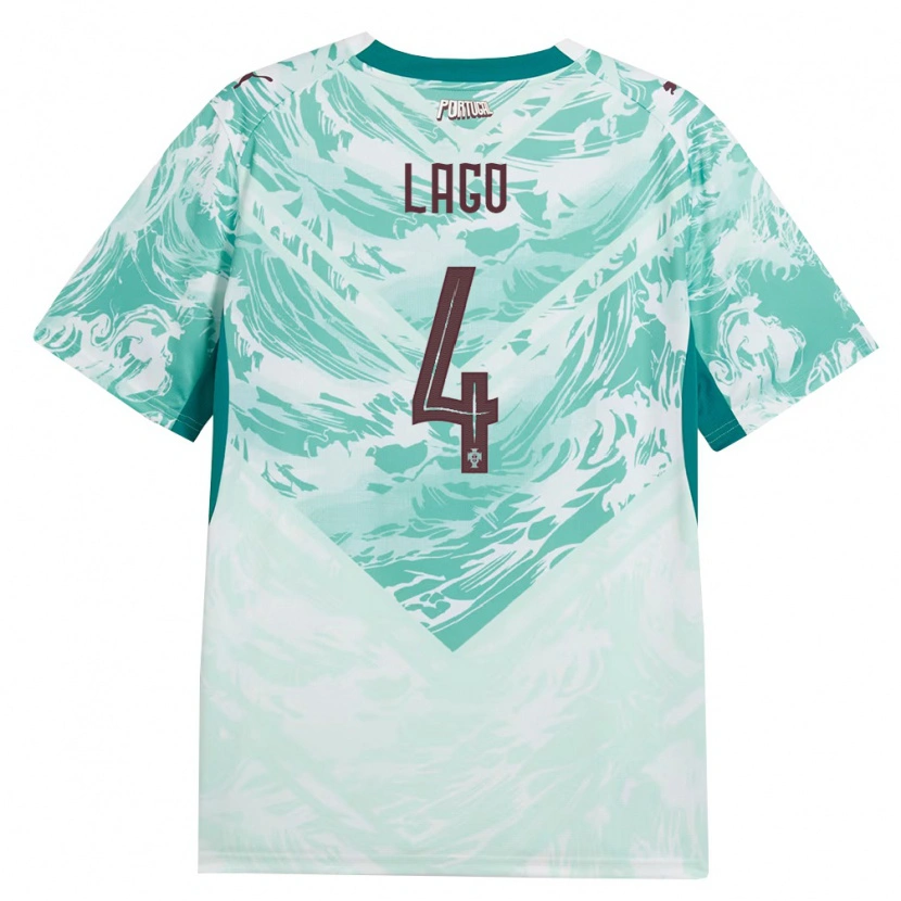 Danxen Kid Portugal Duarte Lago #4 Sky Blue White Green Away Jersey 26-28 T-Shirt