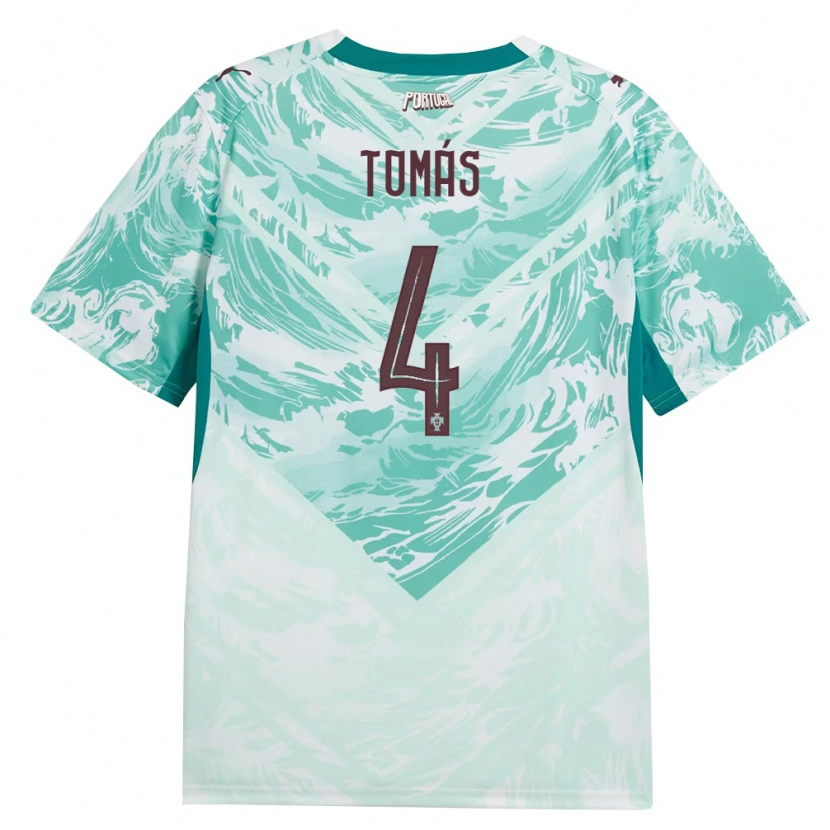Danxen Kid Portugal Tomás Ferreira #4 Sky Blue White Green Away Jersey 26-28 T-Shirt