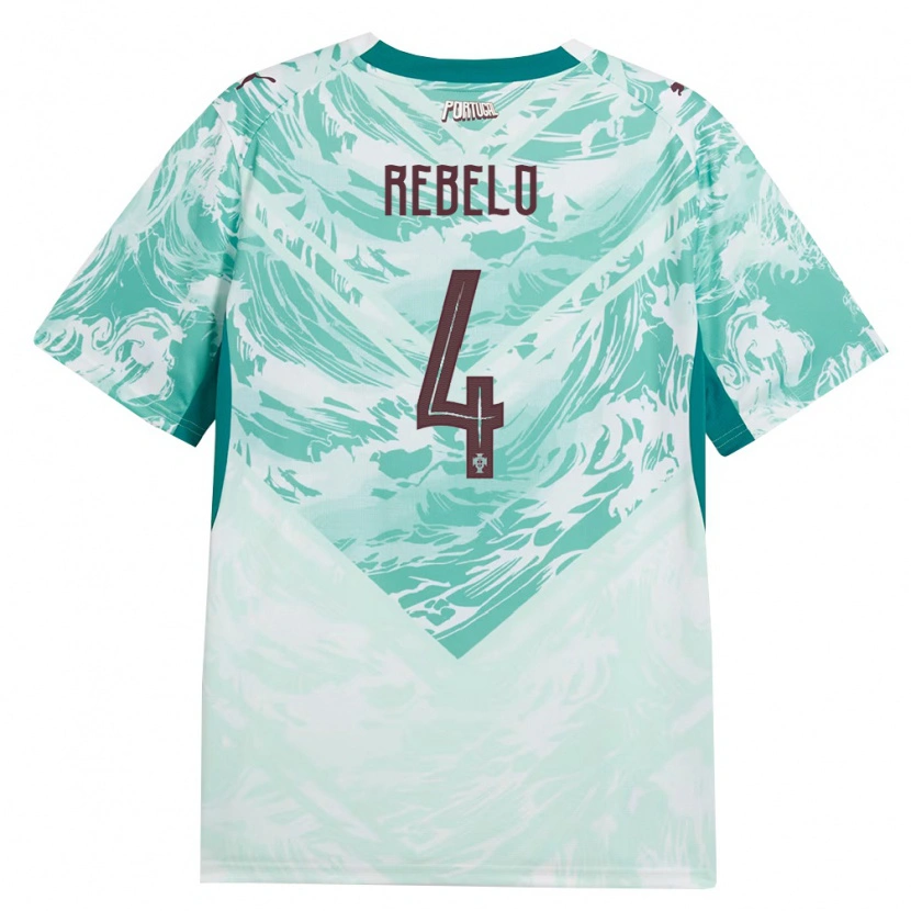 Danxen Kid Portugal Silvia Rebelo #4 Sky Blue White Green Away Jersey 26-28 T-Shirt