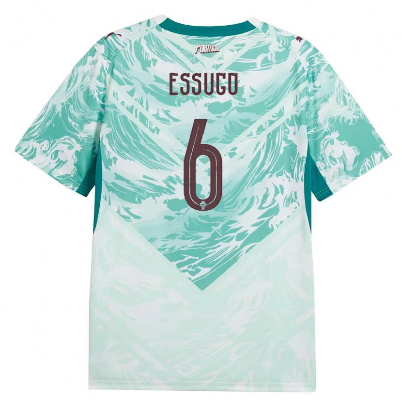 Danxen Kid Portugal Dario Essugo #6 Sky Blue White Green Away Jersey 26-28 T-Shirt
