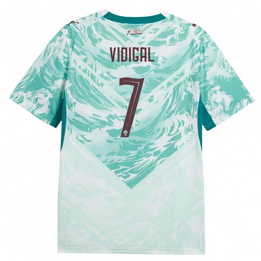Danxen Kid Portugal Sandro Vidigal #7 Sky Blue White Green Away Jersey 26-28 T-Shirt