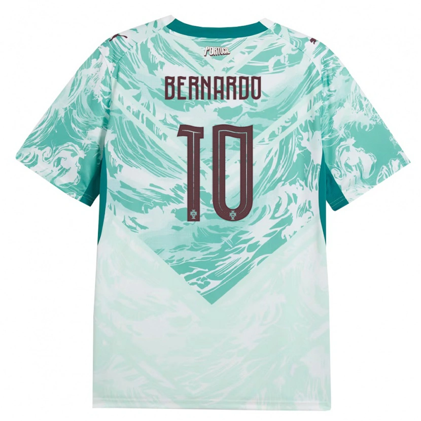Danxen Kid Portugal Bernardo Silva #10 Sky Blue White Green Away Jersey 26-28 T-Shirt