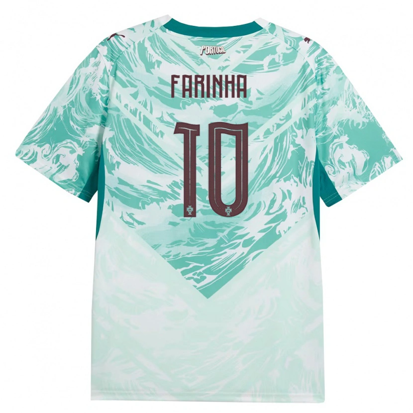 Danxen Kid Portugal Diego Farinha #10 Sky Blue White Green Away Jersey 26-28 T-Shirt