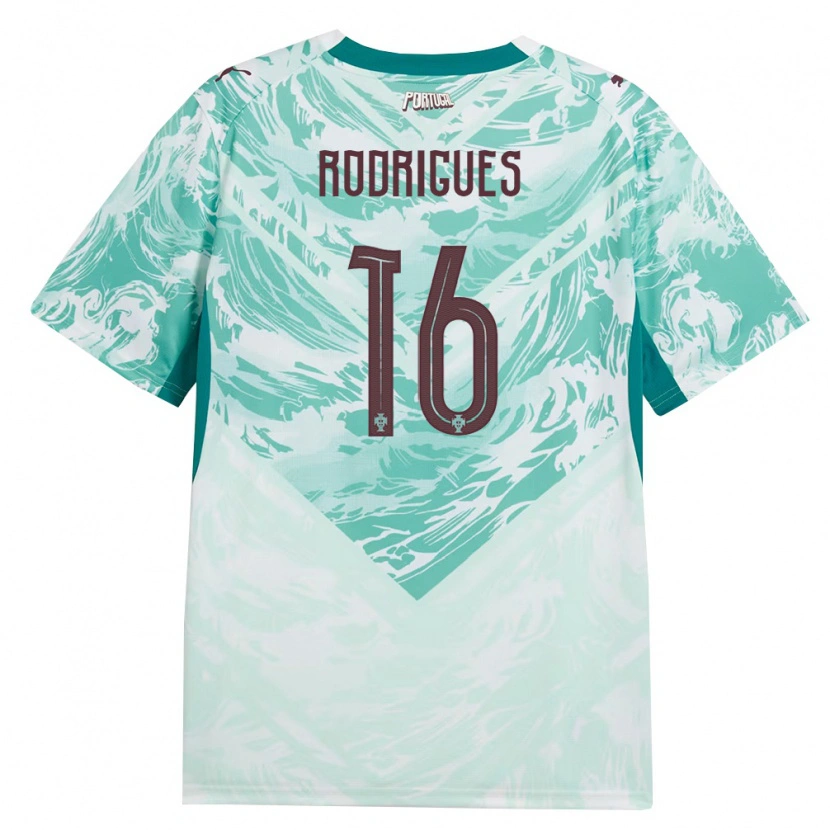 Danxen Kid Portugal Diego Rodrigues #16 Sky Blue White Green Away Jersey 26-28 T-Shirt