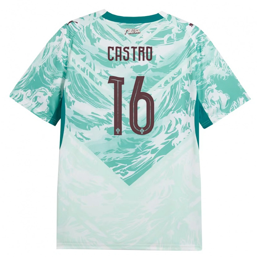 Danxen Kid Portugal Guilherme Castro #16 Sky Blue White Green Away Jersey 26-28 T-Shirt