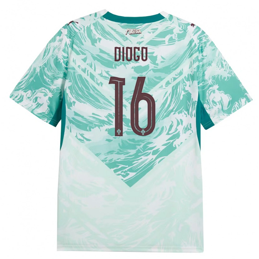 Danxen Kid Portugal Zé Diogo #16 Sky Blue White Green Away Jersey 26-28 T-Shirt