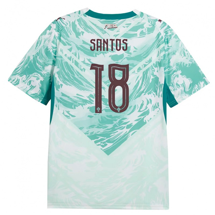 Danxen Kid Portugal Gonçalo Santos #18 Sky Blue White Green Away Jersey 26-28 T-Shirt