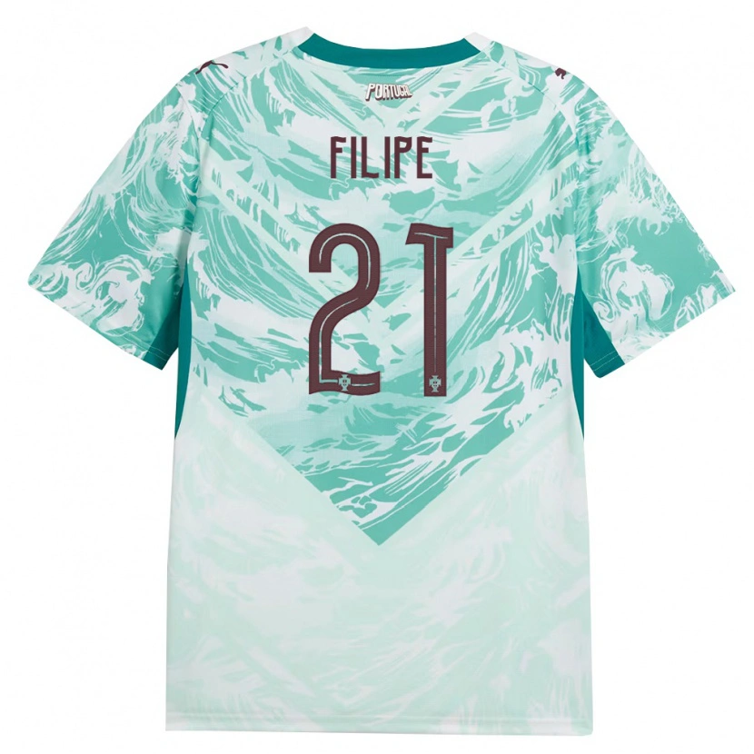 Danxen Kid Portugal Yanick Filipe #21 Sky Blue White Green Away Jersey 26-28 T-Shirt