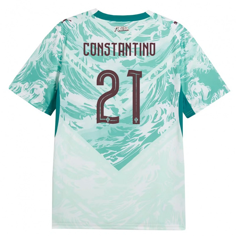 Danxen Kid Portugal Simão Constantino #21 Sky Blue White Green Away Jersey 26-28 T-Shirt