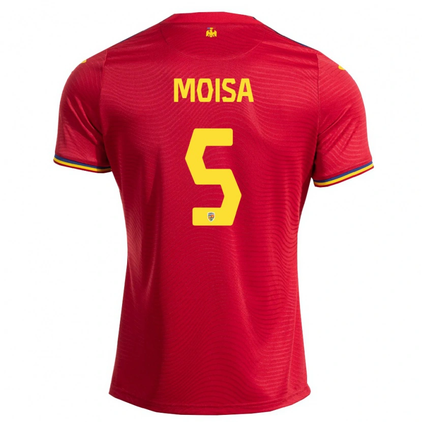 Danxen Kid Romania Davide Moisa #5 Red Navy Yellow Away Jersey 26-28 T-Shirt