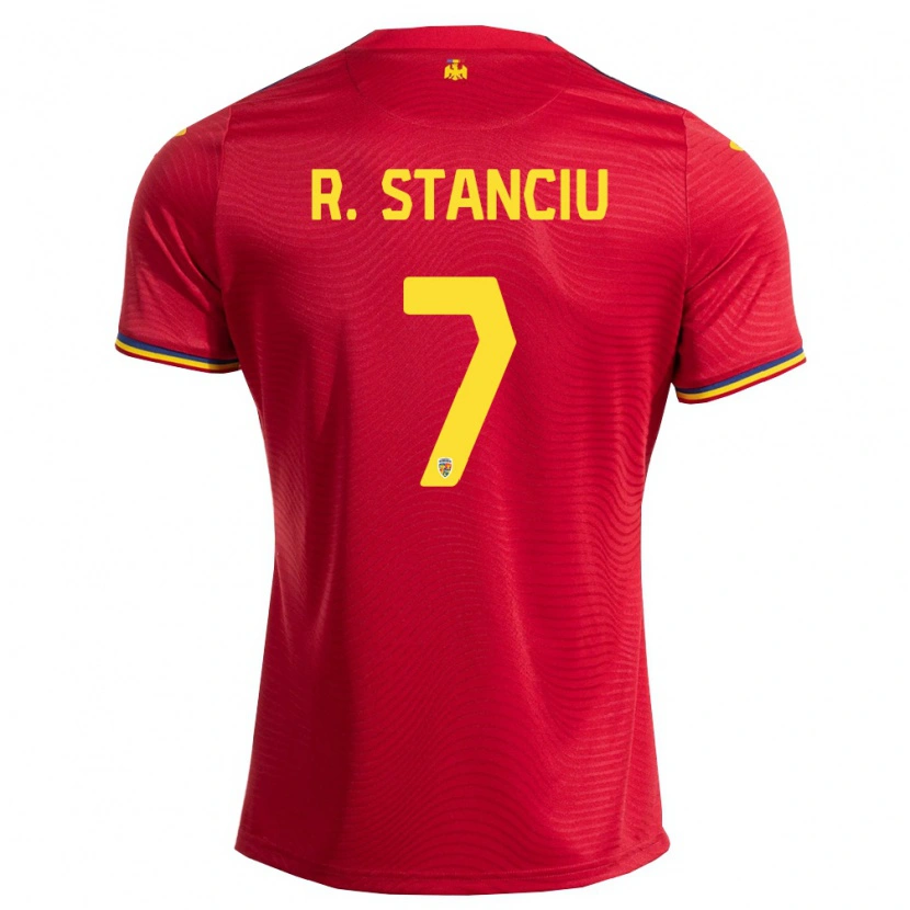 Danxen Kid Romania Raul Stanciu #7 Red Navy Yellow Away Jersey 26-28 T-Shirt
