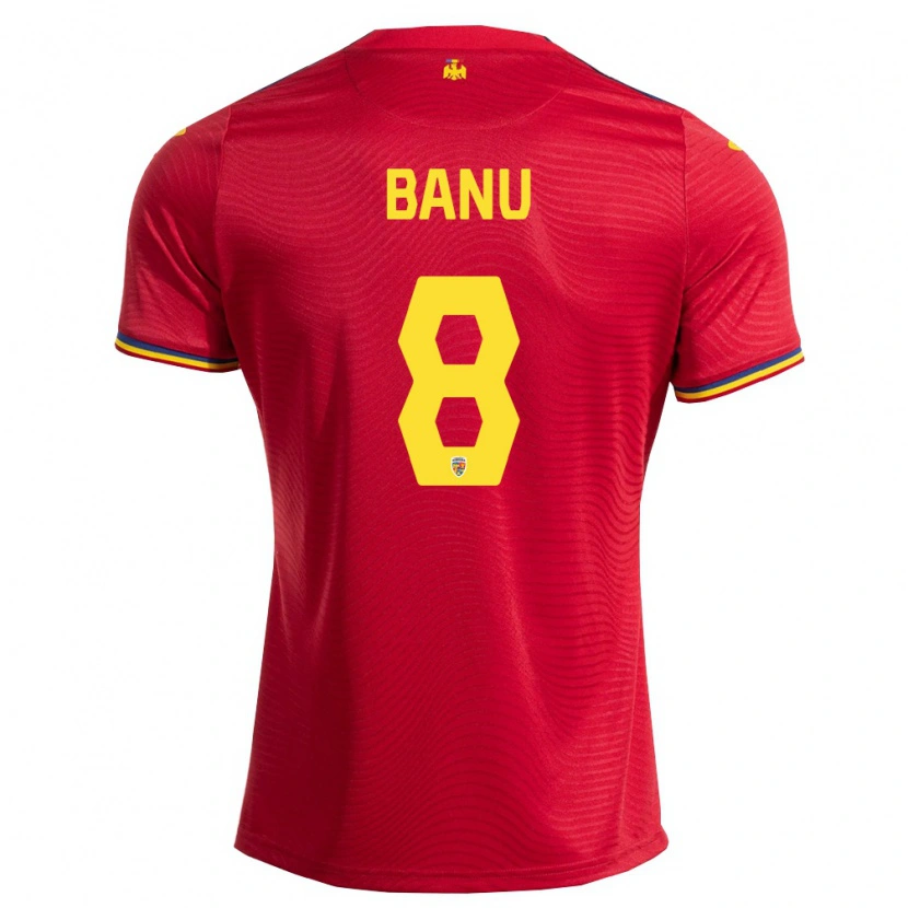 Danxen Kid Romania Luca Banu #8 Red Navy Yellow Away Jersey 26-28 T-Shirt