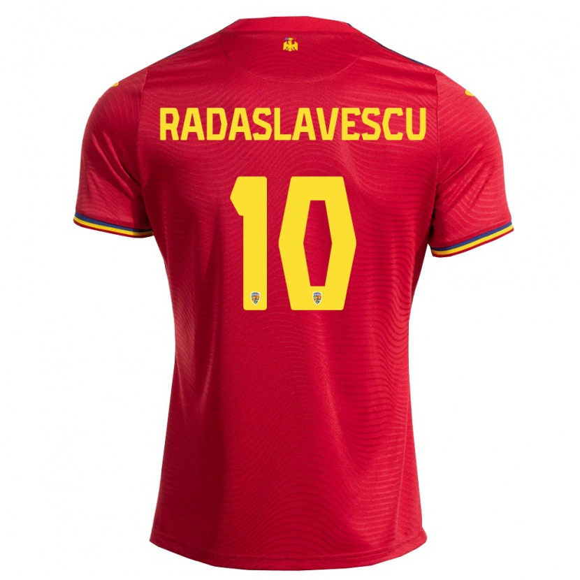 Danxen Kid Romania Eduard Radaslavescu #10 Red Navy Yellow Away Jersey 26-28 T-Shirt