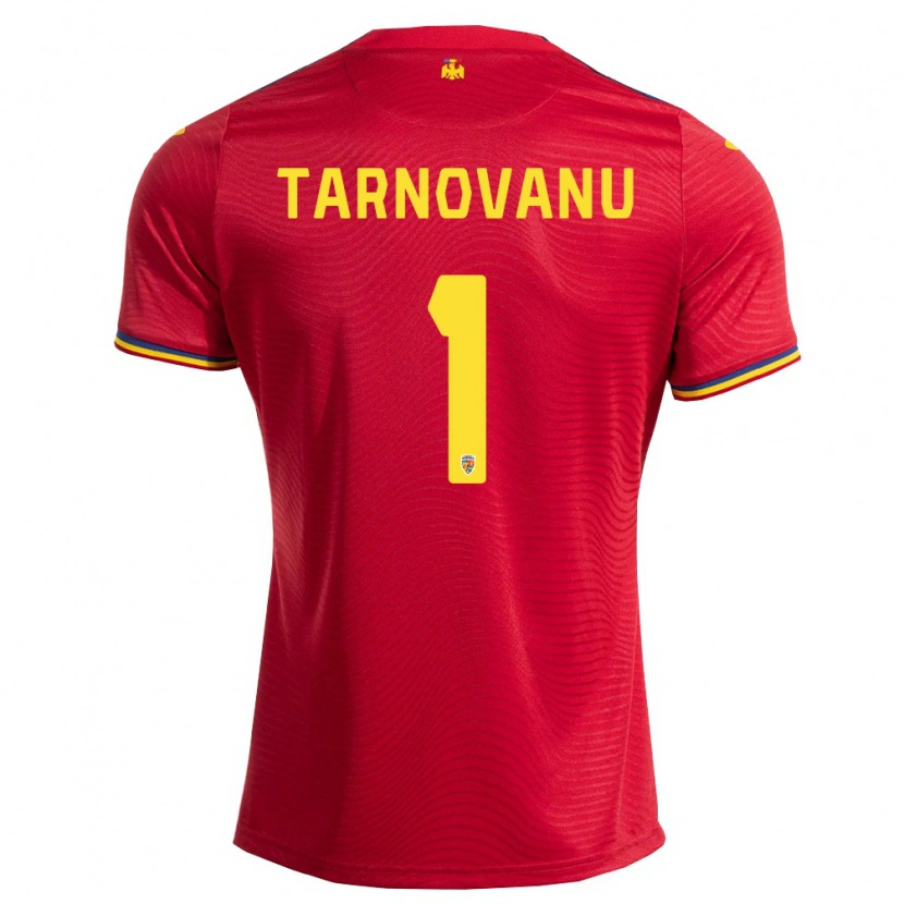 Danxen Kid Romania Ștefan Târnovanu #1 Red Navy Yellow Away Jersey 26-28 T-Shirt