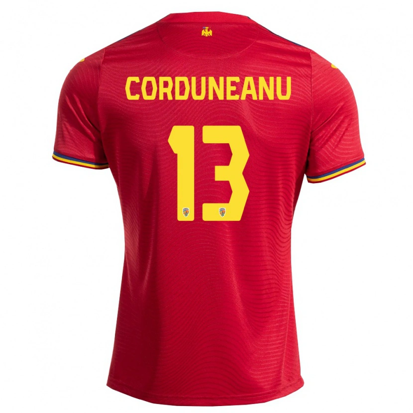 Danxen Kid Romania Robert Corduneanu #13 Red Navy Yellow Away Jersey 26-28 T-Shirt