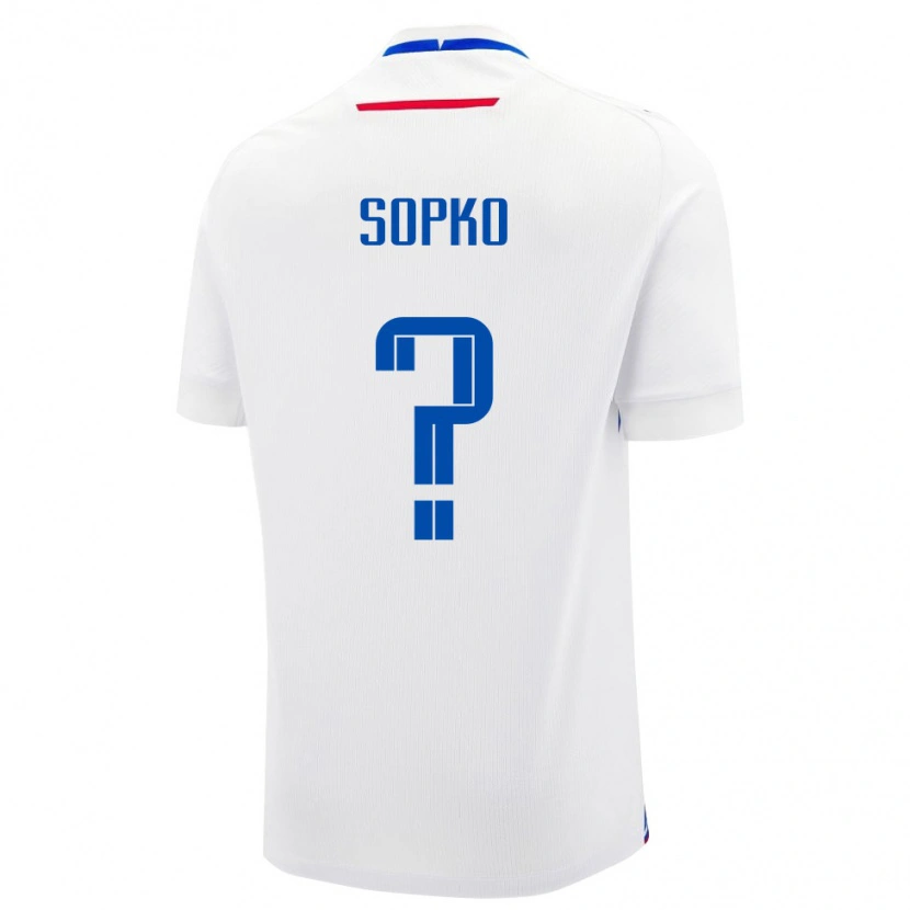 Danxen Kid Slovakia Patrik Sopko #0 White Blue Away Jersey 26-28 T-Shirt